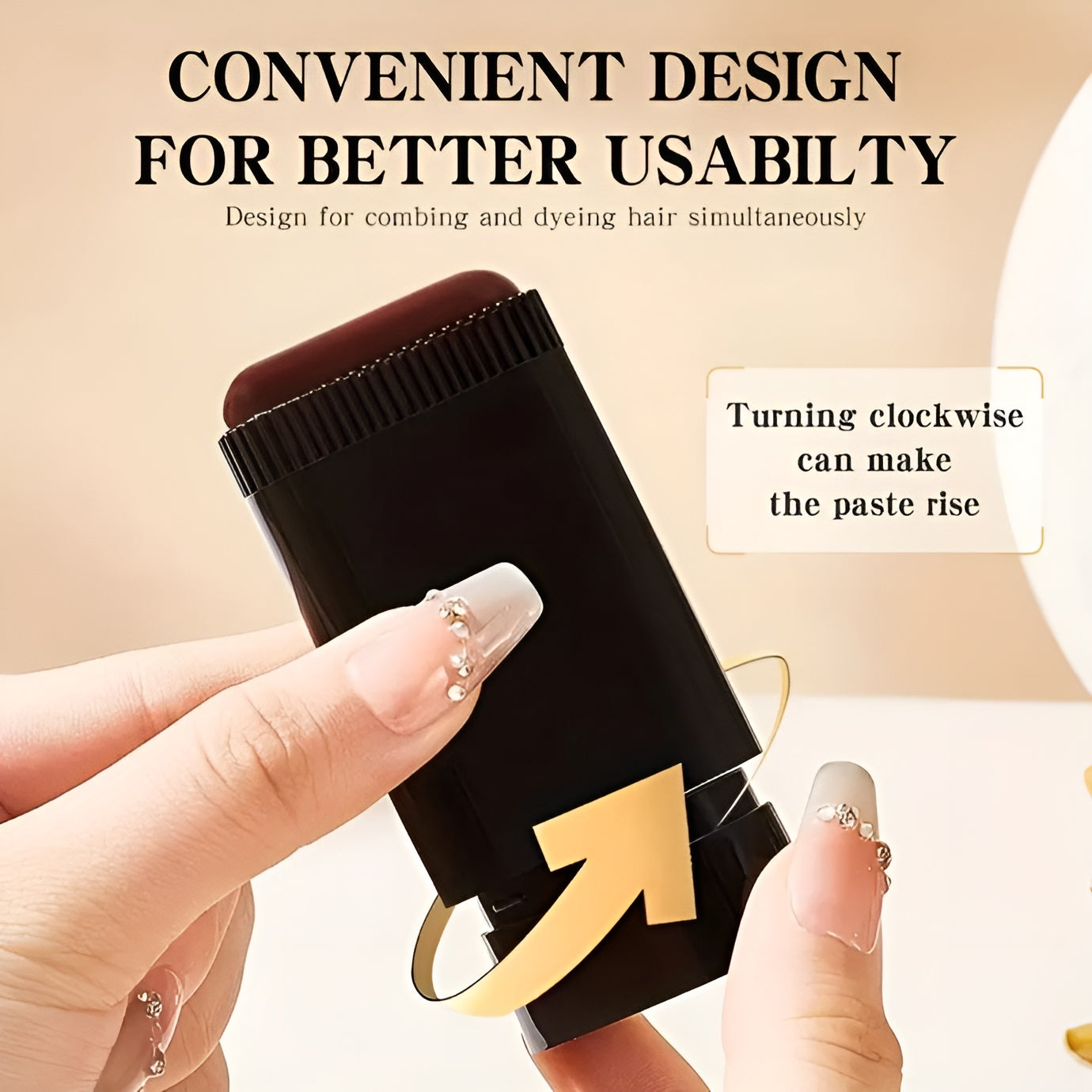 Hair Color Stick with Built-in-Comb